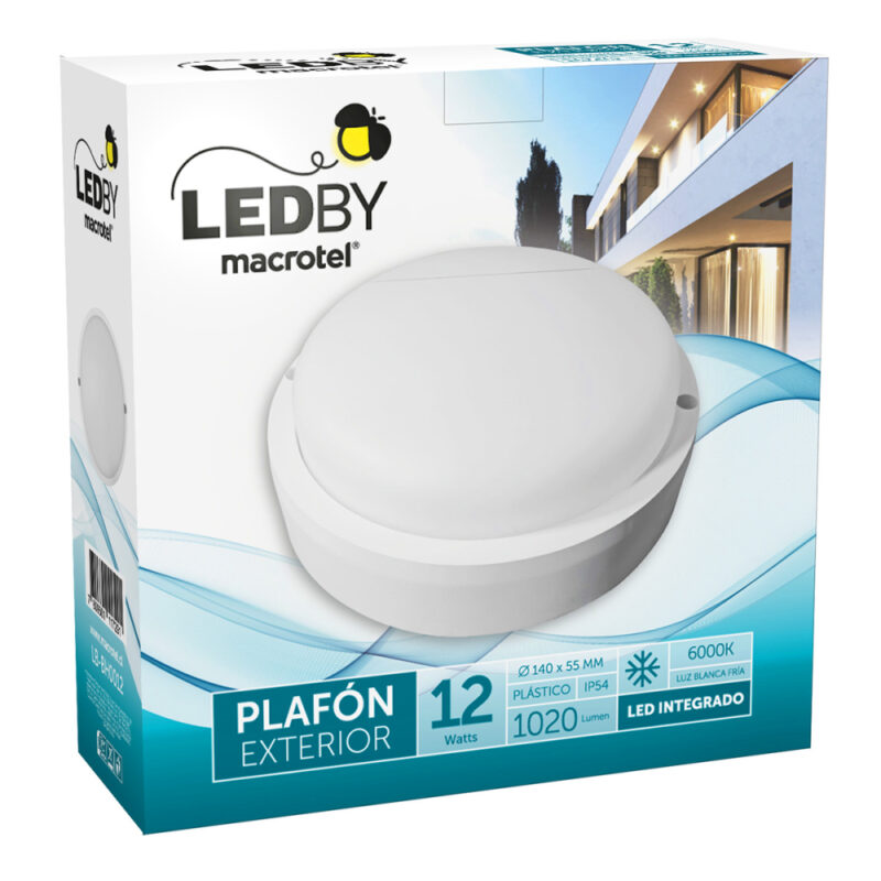 Plafon exterior redondo 12W plastico Led By