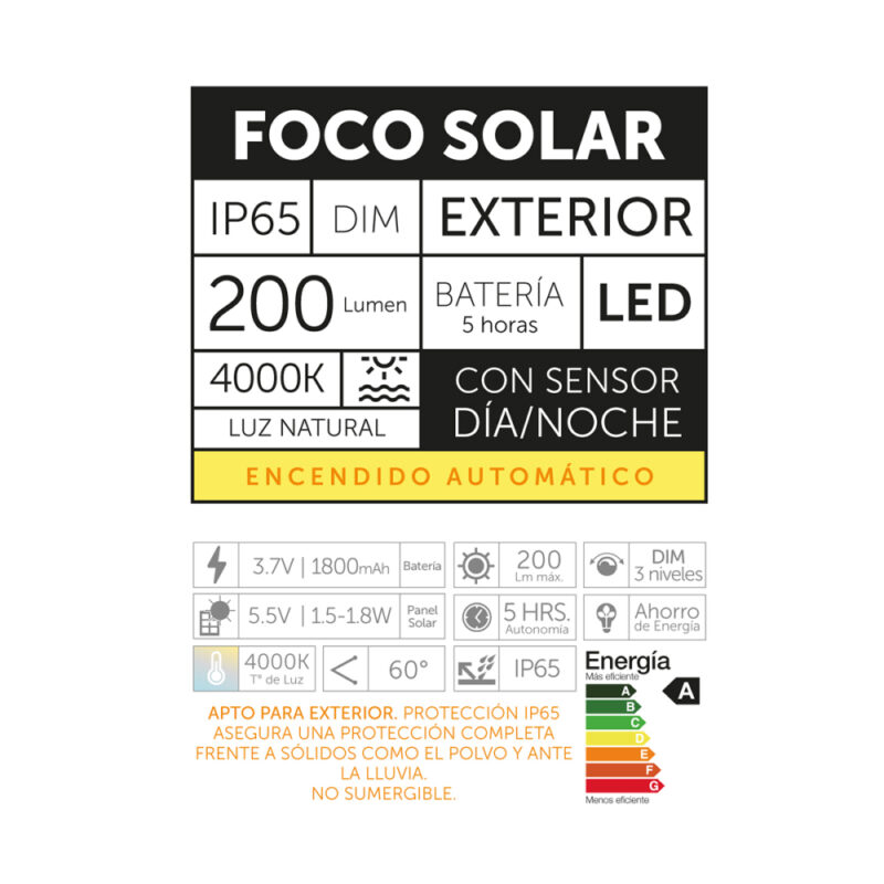 Foco led solar c/sensor dia/noche Led By