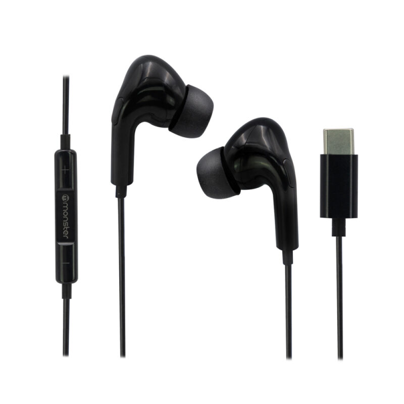 Audifonos Monster alambrico manos libres tipo C negro