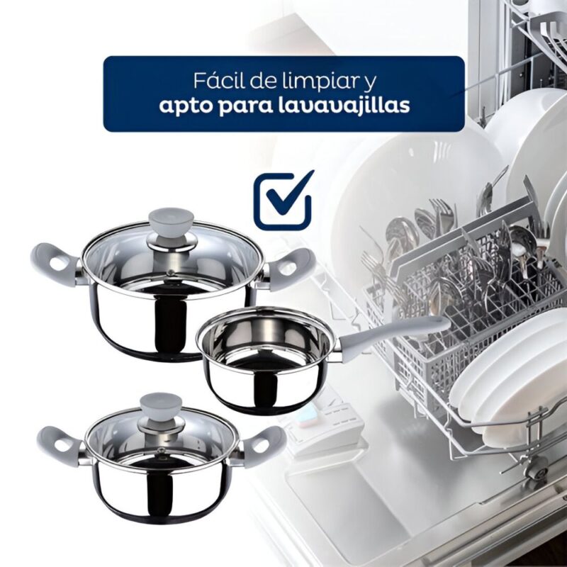 Set Bateria de cocina Bergmer acero inoxidable 5 piezas