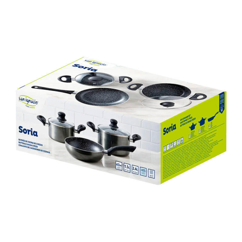Set Bateria de cocina Bergmer aluminio prensado 5 piezas