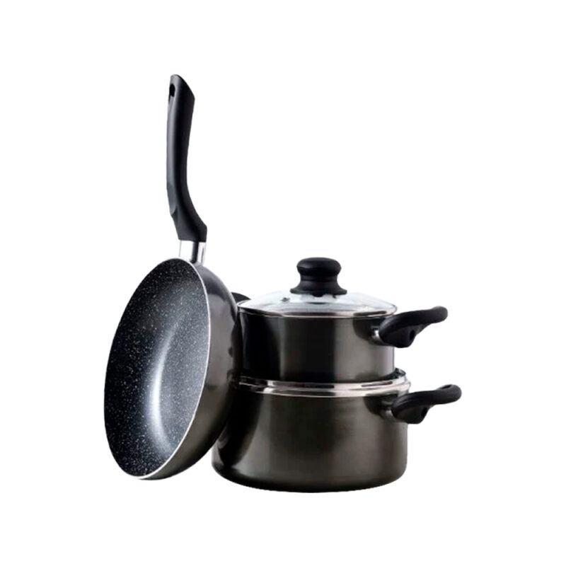 Set Bateria de cocina Bergmer aluminio prensado 5 piezas