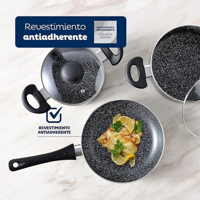 Set Bateria de cocina Bergmer aluminio prensado 5 piezas
