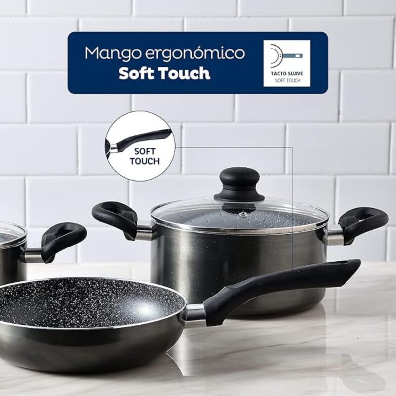 Set Bateria de cocina Bergmer aluminio prensado 5 piezas