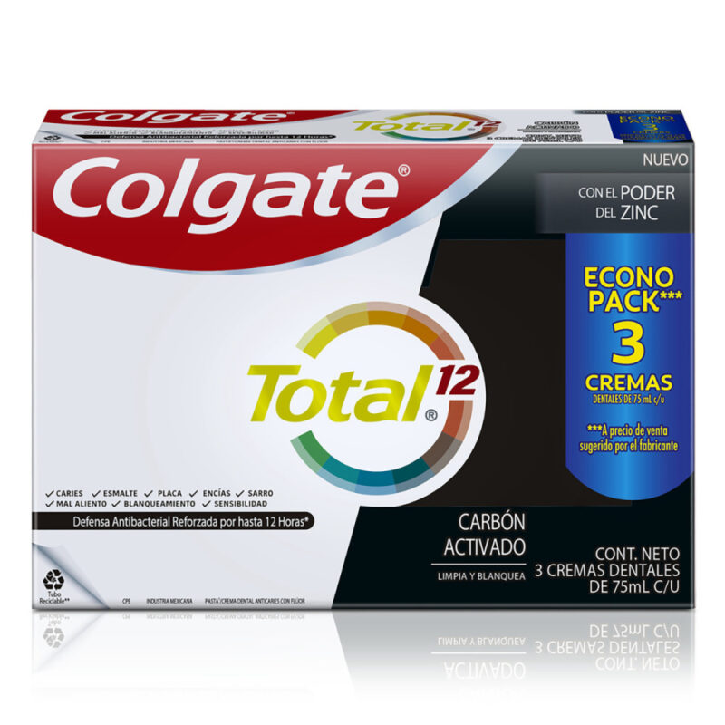 PK pasta dental Colgate total 12 charcoal 3x75gr