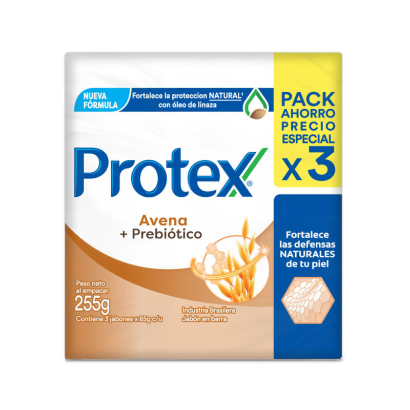 Jabon barra antibacterial Protex avena 3x85g
