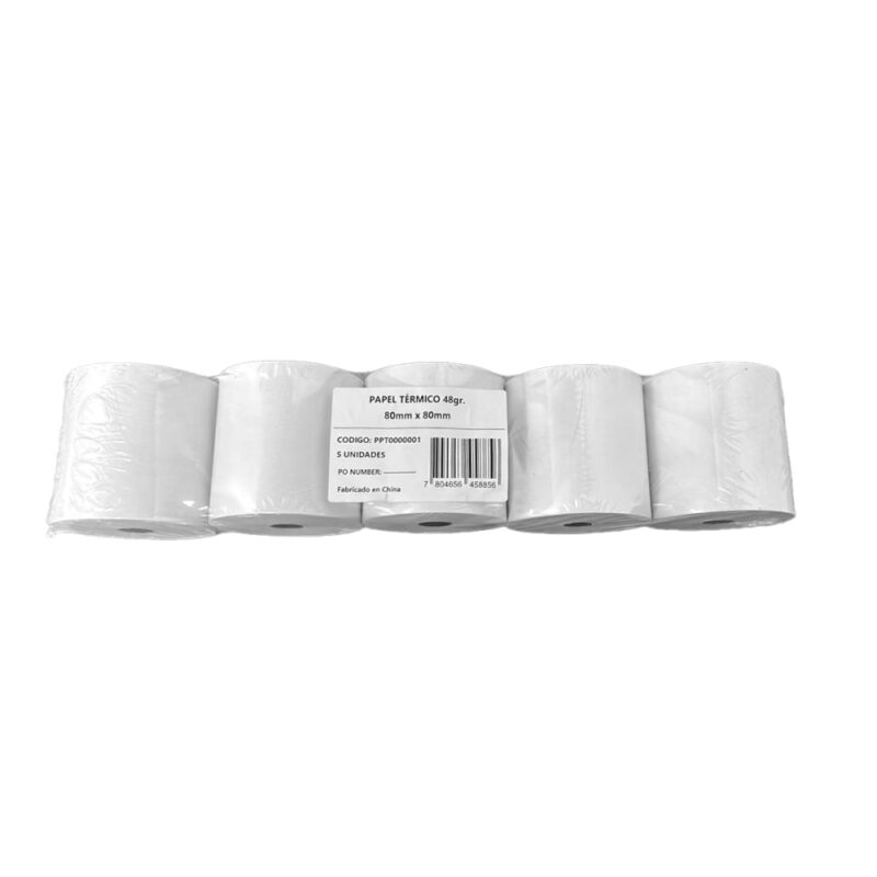 Papel termico 48g 80mmx80mt x 5ud