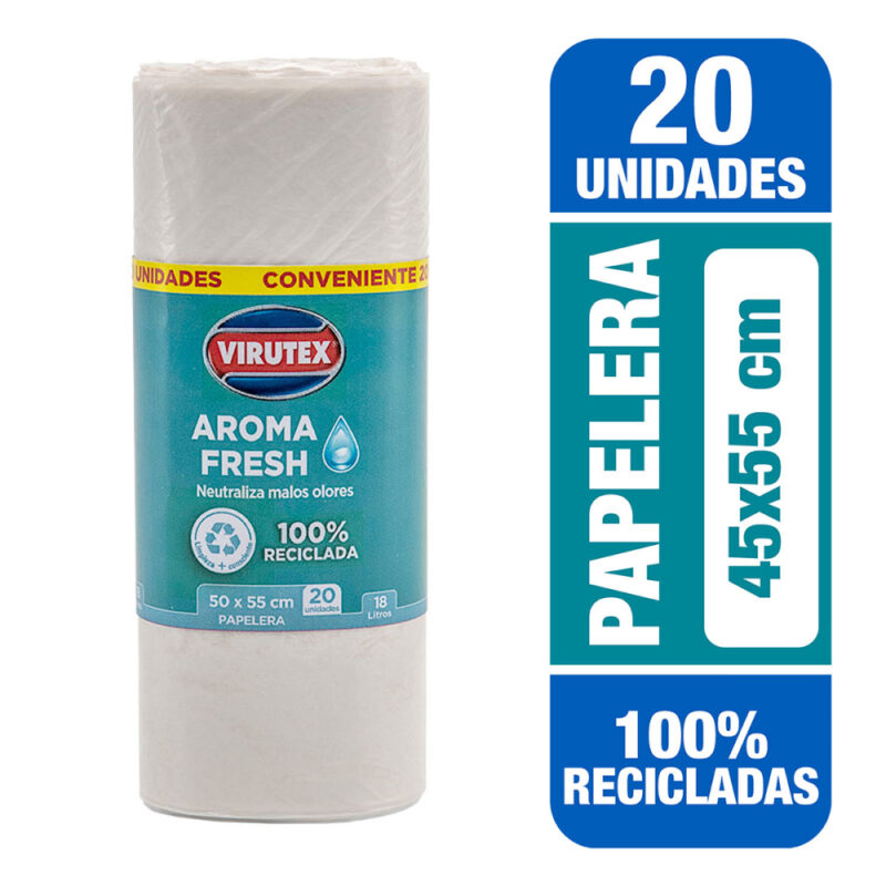 Bolsa basura Virutex blanca 50x55cm clasica rollo x20ud