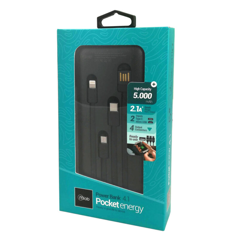 Power bank Mlab 5.000 mAh Pocket energy 4 en 1