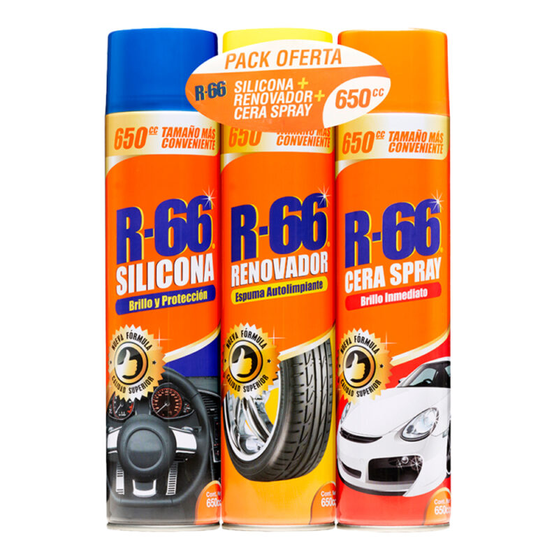 Tri pack R66 silicona renovador cera 650cc