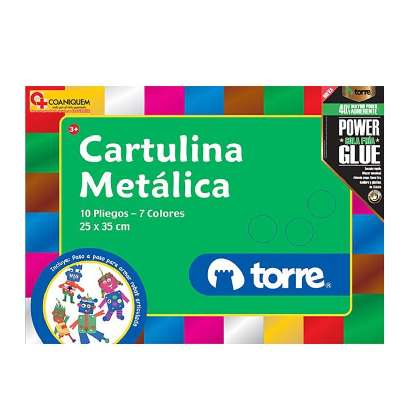 Bolson cartulina metálica Torre 10 pliegos x1ud