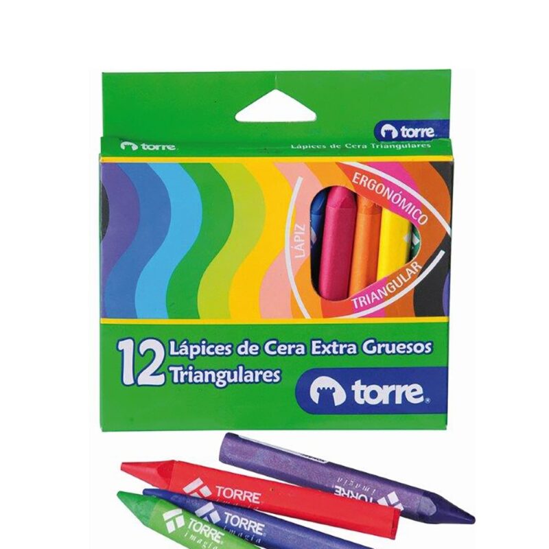 Lápiz cera Torre Imagia triangular 12 colores x1ud