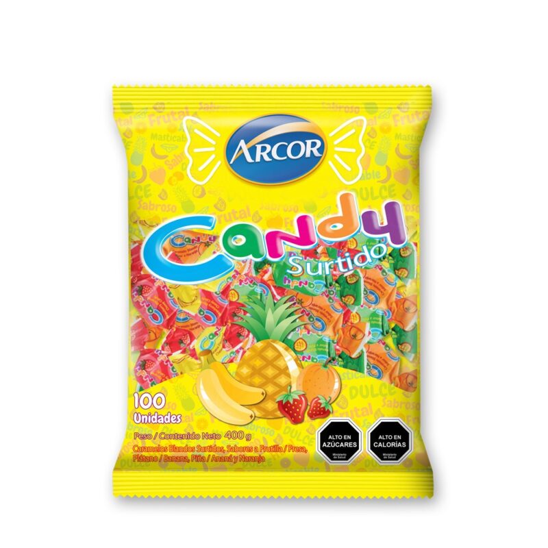 Caramelos Candy masticable sabores frutales bolsa 1x400gr