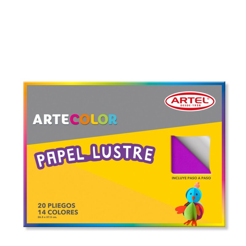 Bolsón papel lustre Artel 20 pliegos colores surtidos x1ud