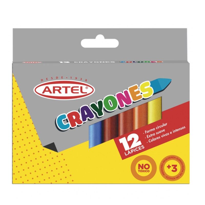 Lápices cera Artel crayón 12 colores x1ud