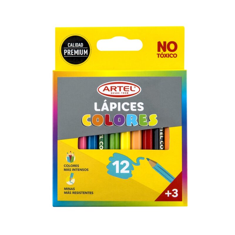 Lápices color Artel 12 colores cortos x1ud