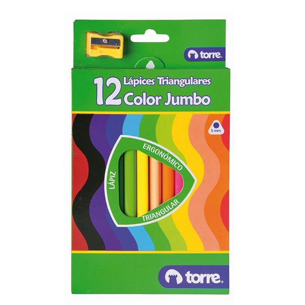 Lápiz color Torre jumbo triangular 12 colores x1ud