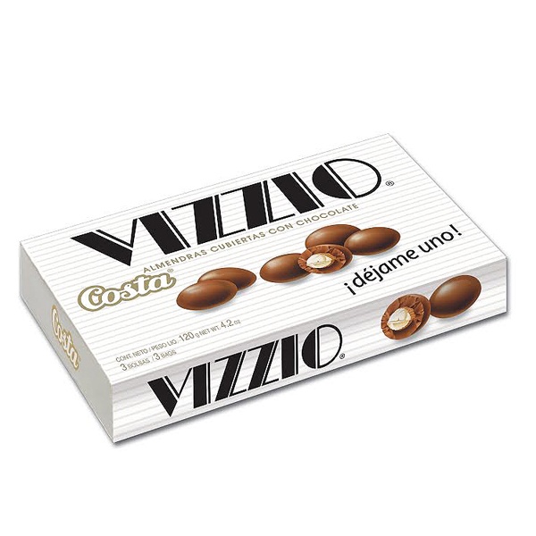 Bombón Vizzio estuche relleno con almendras x120g