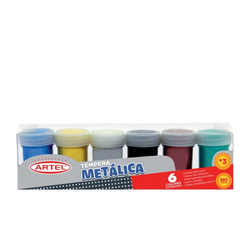 Témpera metálica Artel 15ml 6 colores x1ud