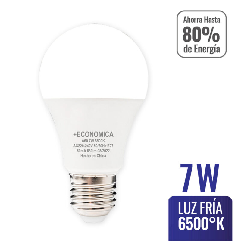 Ampolleta + Economica 7W fria A60 Logic