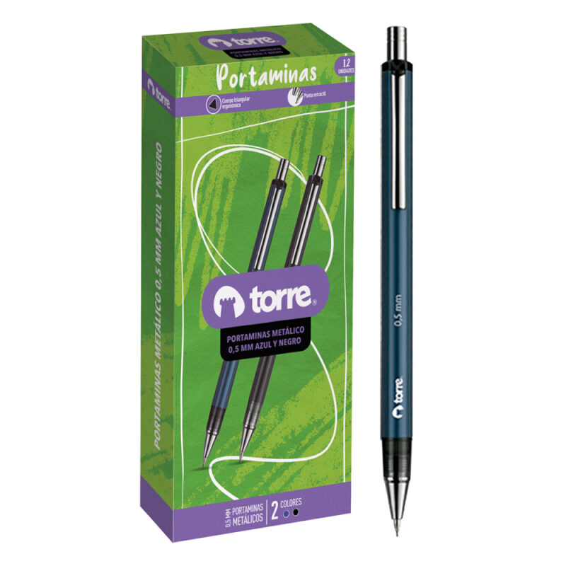 Portaminas metalico 0.5mm mix coleres torre x 12ud