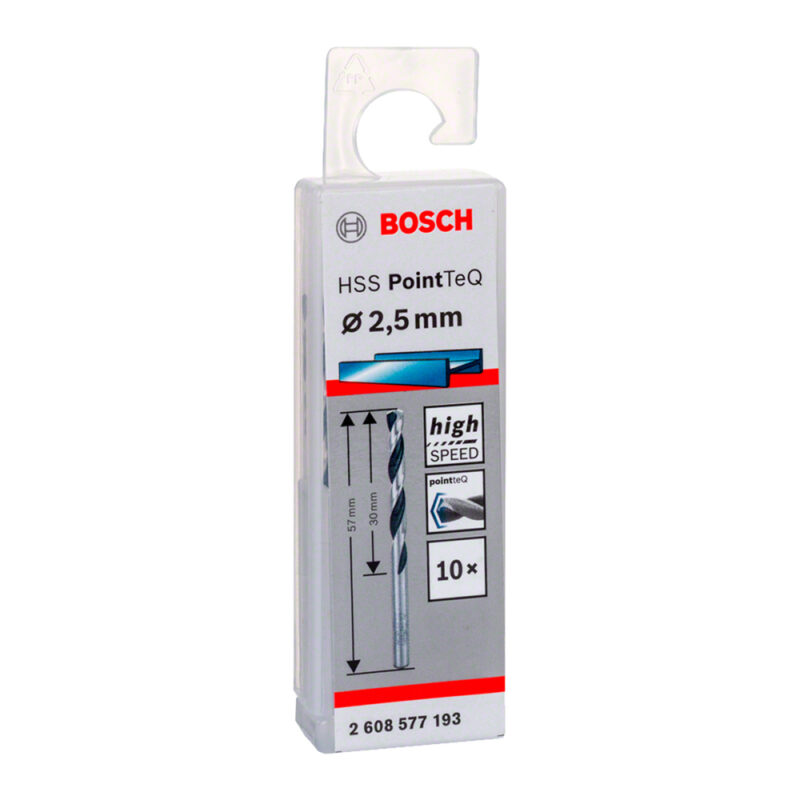 Broca metal Bosch HSS-PointTeQ 2,5mm x 10 unidades
