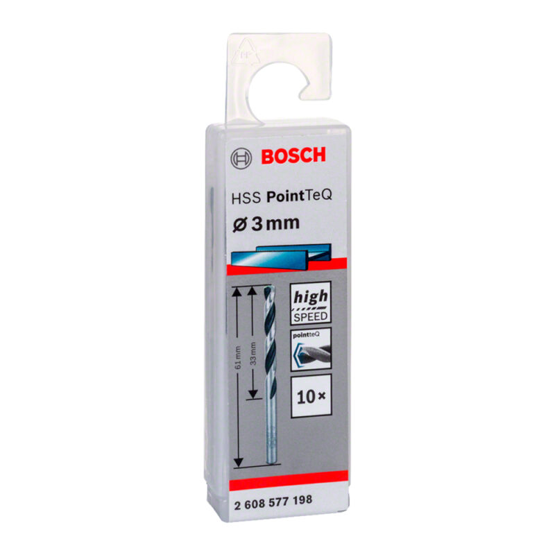 Broca metal Bosch HSS-PointTeQ 3,0mm x 10 unidades