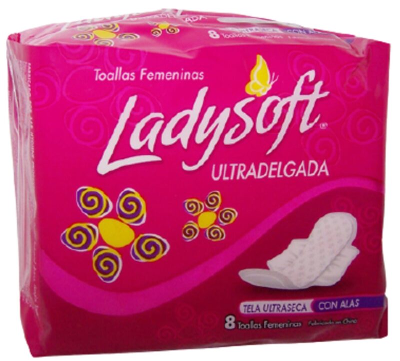 Toalla Femenina Ladysoft Ultradelgada Malla con alas 8 un.