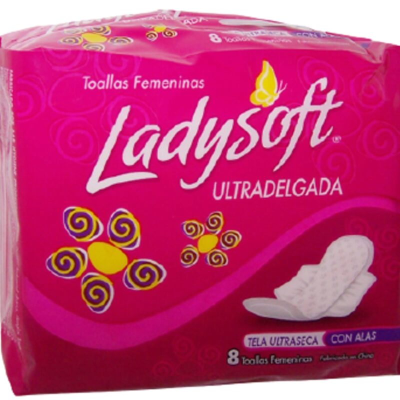 Toalla Femenina Ladysoft Ultradelgada Malla con alas 8 un.