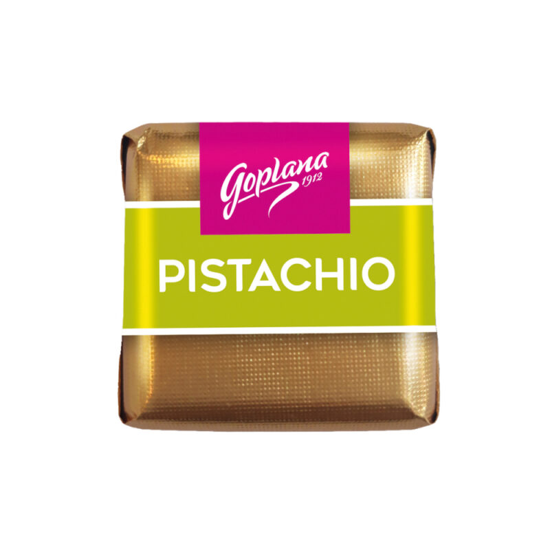 Cuadraditos de chocolate rellenos sabor Pistacho 400g