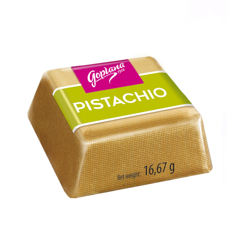 Cuadraditos de chocolate rellenos sabor Pistacho 400g
