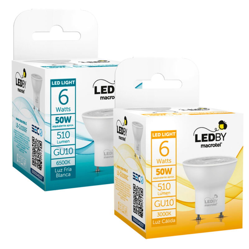 Ampolleta Led FCOB GU10 6W by Macrotel