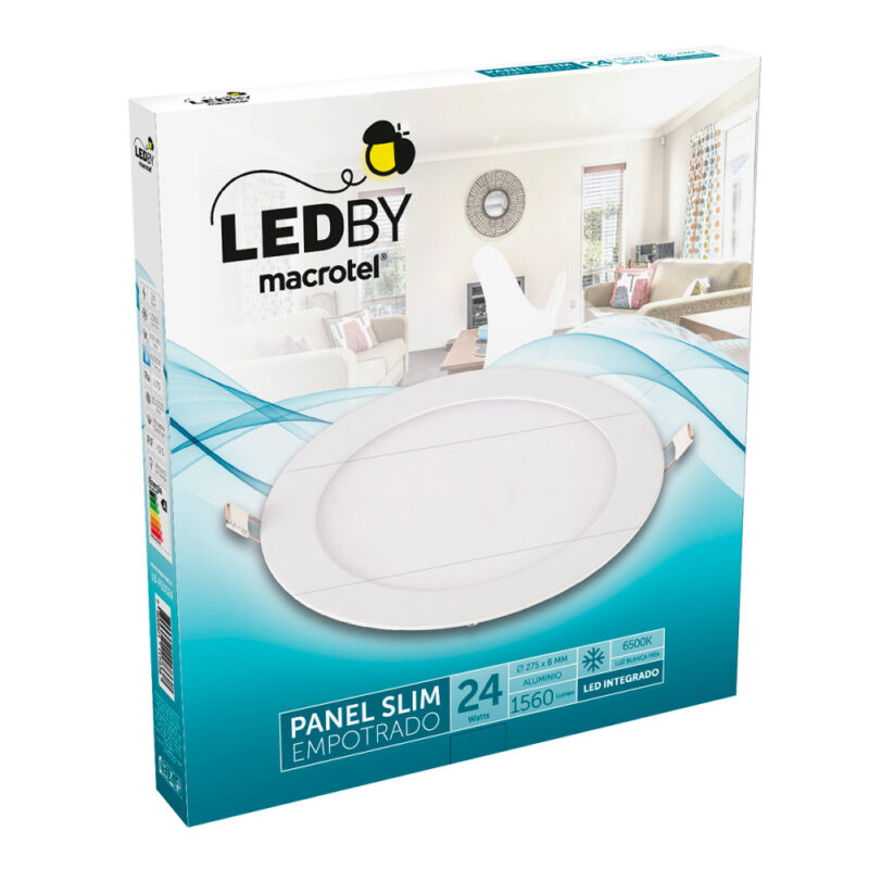 Panel slim empotrado 24W aluminio by Macrotel