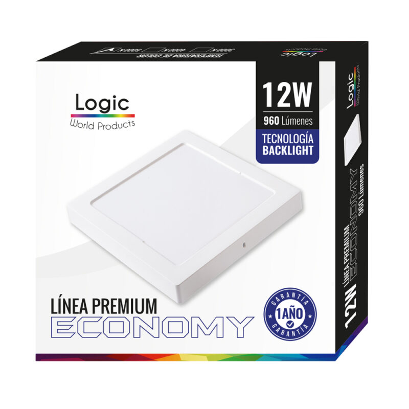 Plafon led sobrepuesto Logic 12W premium cuadrado luz fria
