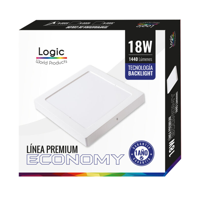 Plafon led sobrepuesto Logic 18W premium cuadrado luz fria