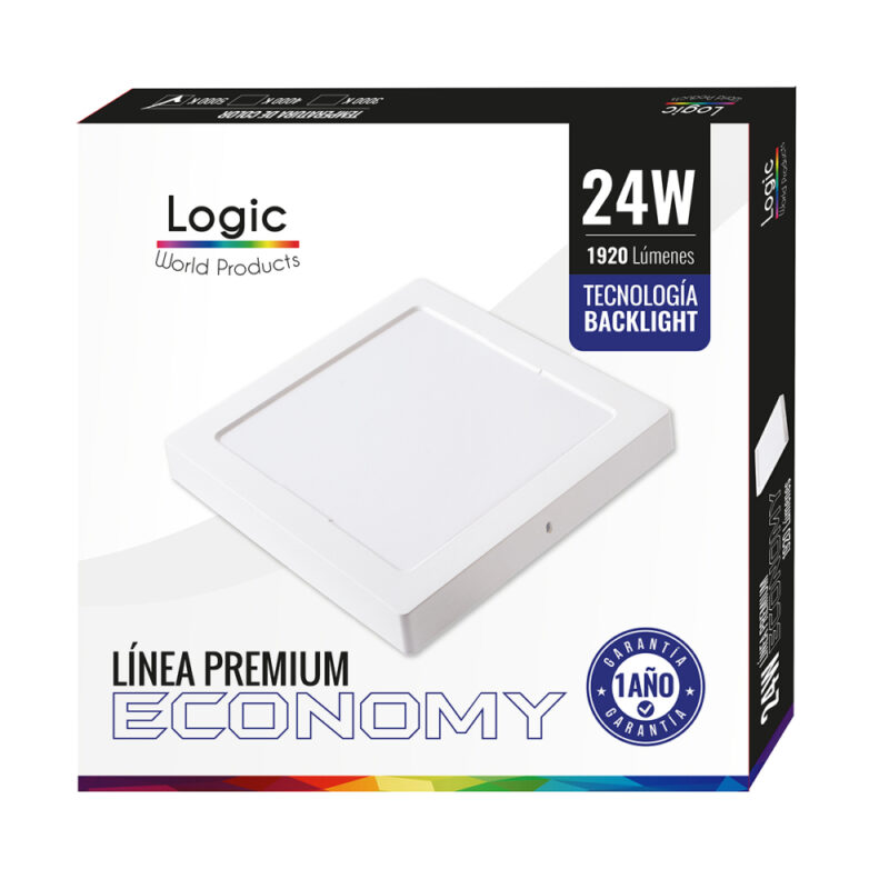 Plafon led sobrepuesto Logic 24W premium cuadrado luz fria