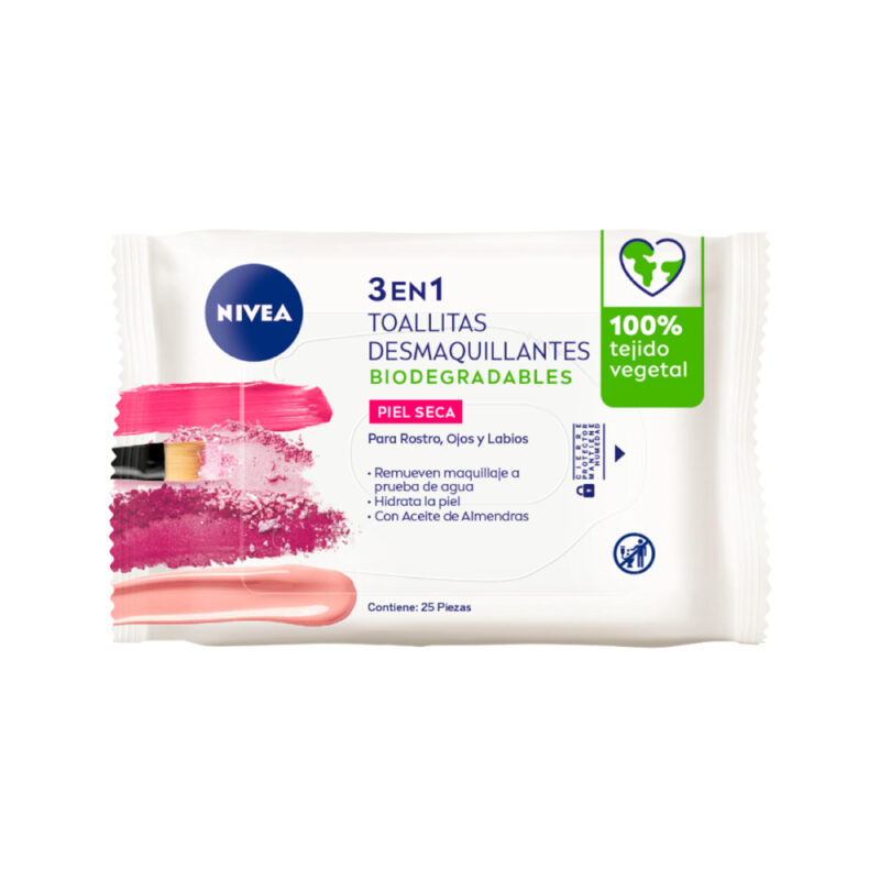 Toallitas desmaquillante Nivea suave piel seca 25 ud