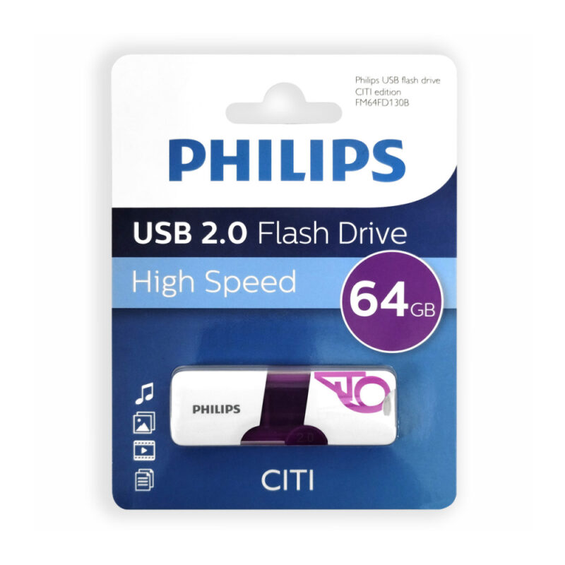 Pendrive Phillips Citi 64GB 2.0 purpura