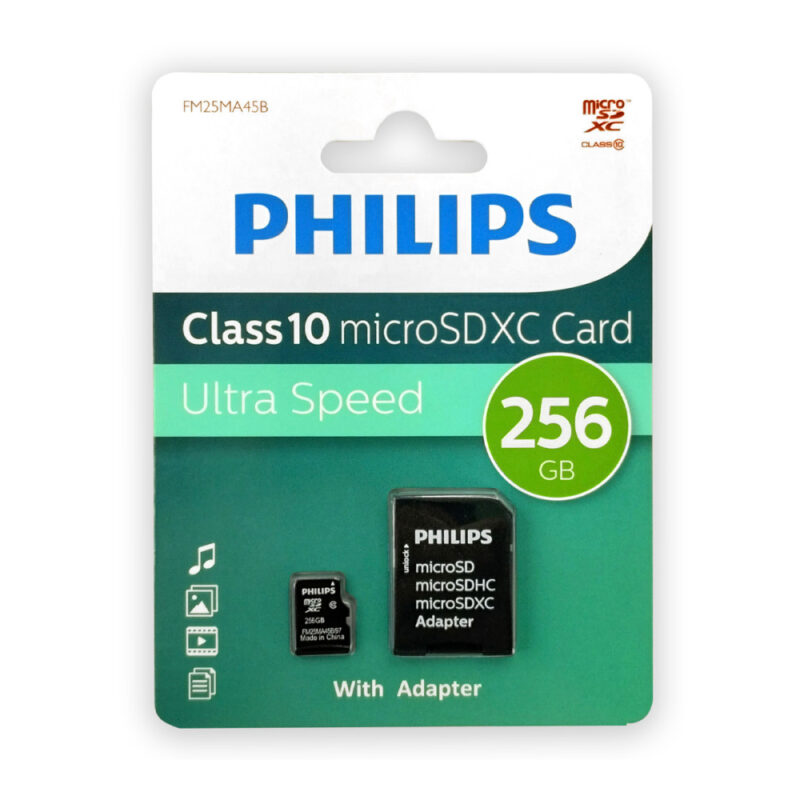 Memoria Philips micro SD 256GB con adaptador