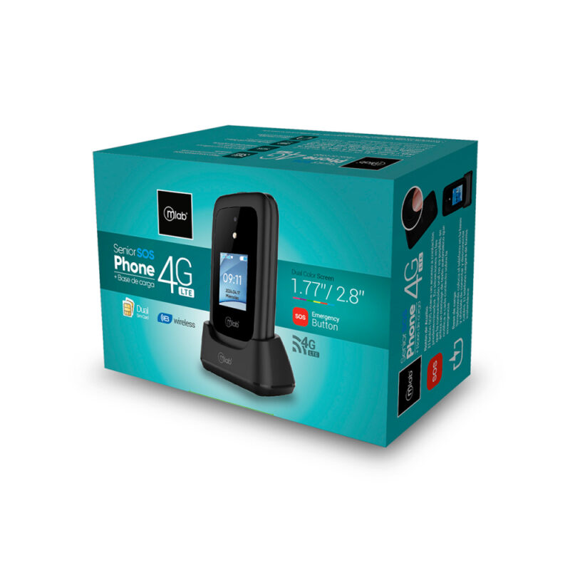Telefono senior shell 4g sos 2.8pulg + base cargador negro