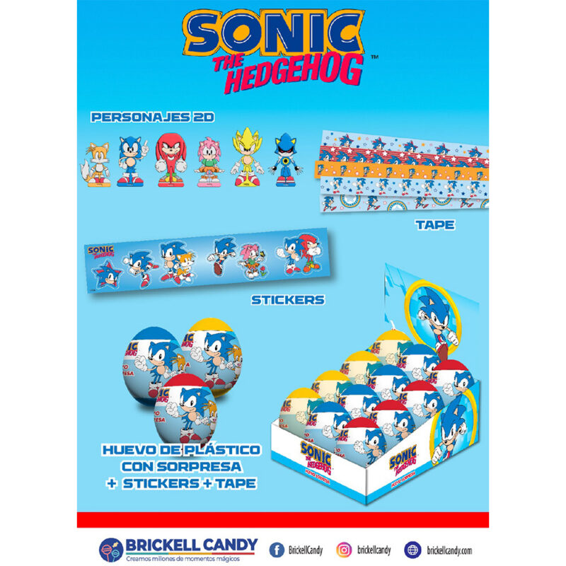 Huevo sorpresa sonic 12UN personaje 2D + sticker + tape