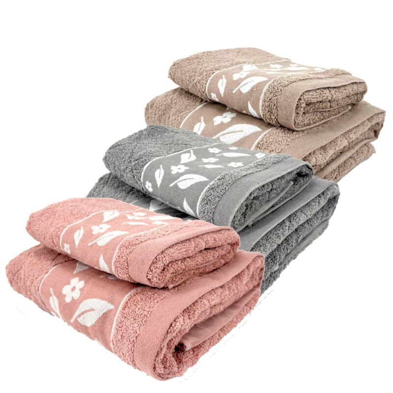 Juego toallas jacquard hojas 2piezas 100% algodon Andes