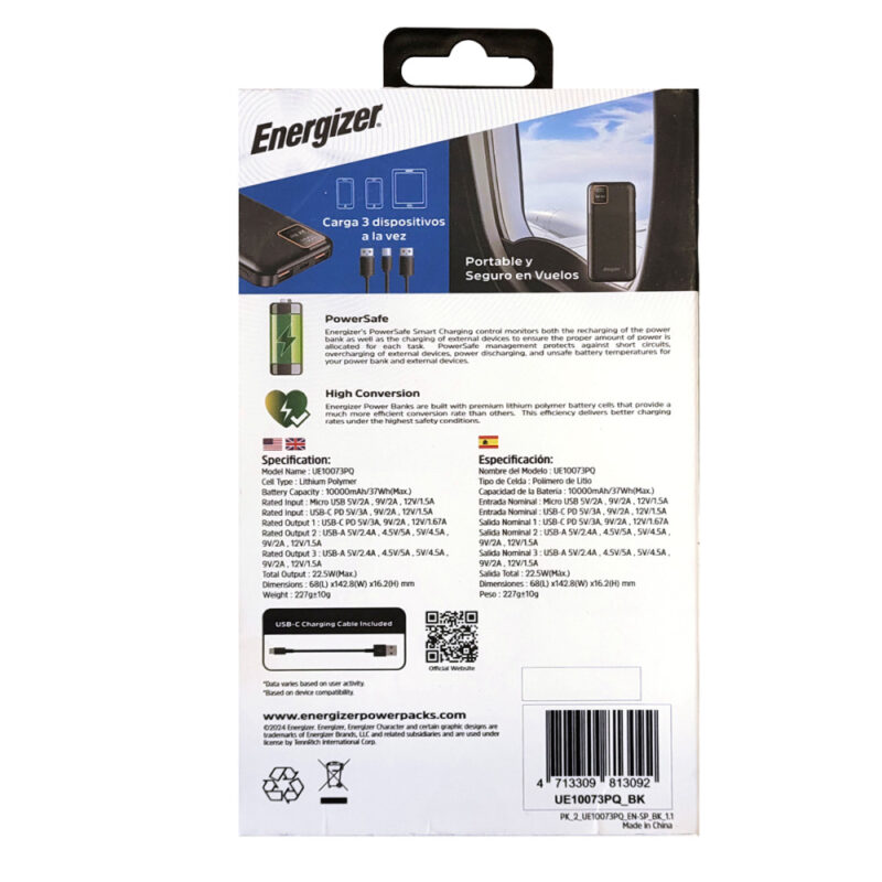 Energizer Power Bank Ultimate Portátil 10.000 Mah Negro