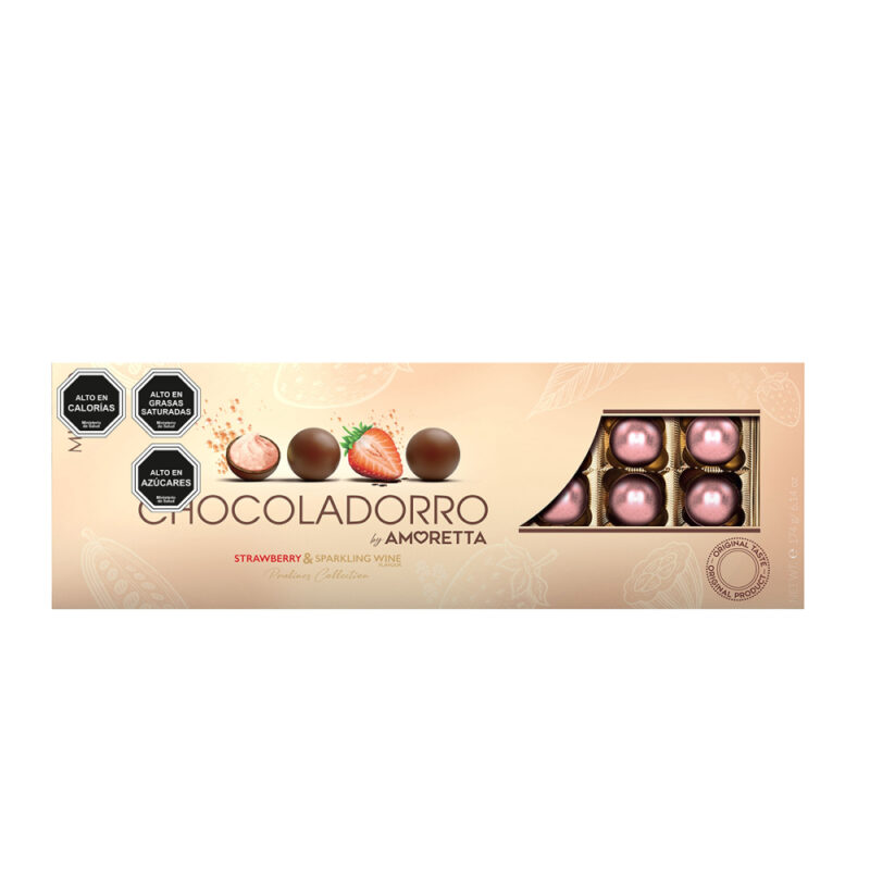 Estuche bombones Chocoladorro 174gr sabor espumante-frutilla