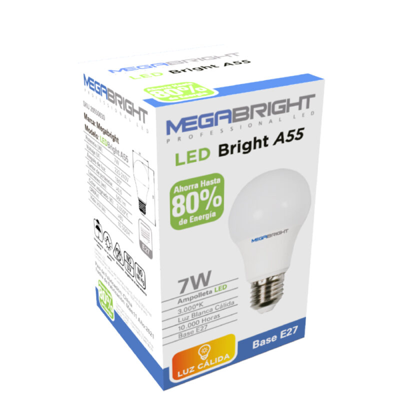 Ampolleta Led 7W Megabright Luz Cálida