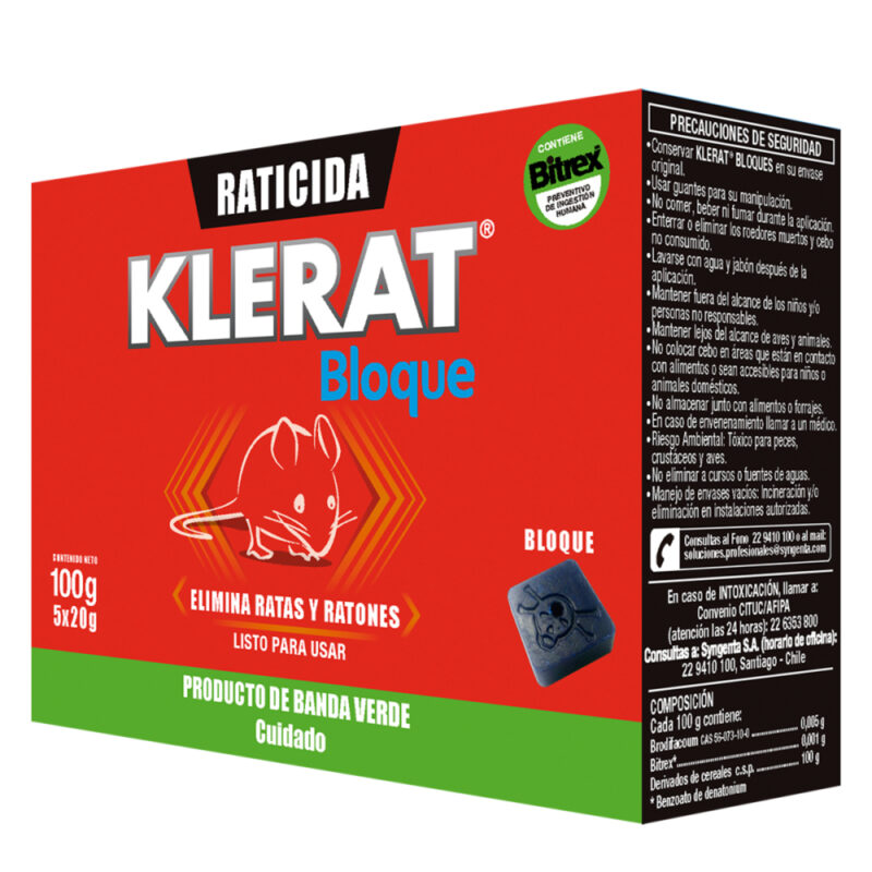 Raticida Klerat bloque 20g x 100g