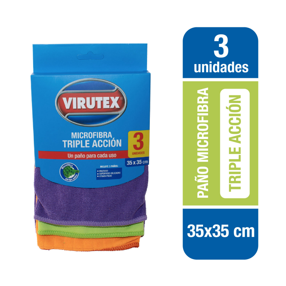 Paño Virutex de microfibra x3 unidades